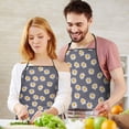 thumbnail image 4 of Gray Daisy Flower Pattern Apron-Garden Aprons for Women with Pockets-Cotton Linen Waterproof Kitchen Cooking Gardening Aprons Adjustable for Kitchen,Cooking,BBQ and Salon 33x27 Inch, 4 of 6