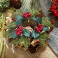 thumbnail image 6 of Nkmbld Christmas Candle Rings Wreath Kitchen Cabinet Mini Wreath Artificial Pines Cones Red Berry Candle Ring Holder for Chandelier Home Table Centerpiece, 6 of 8