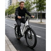 DYU C7L Electric Bike for Adults, 26 Peak 1000W Motor Ebike, 48V 10.4Ah Removable Battery, 45 Miles Max 20MPH, 7 Speed Electric Bicycle UL2849, White