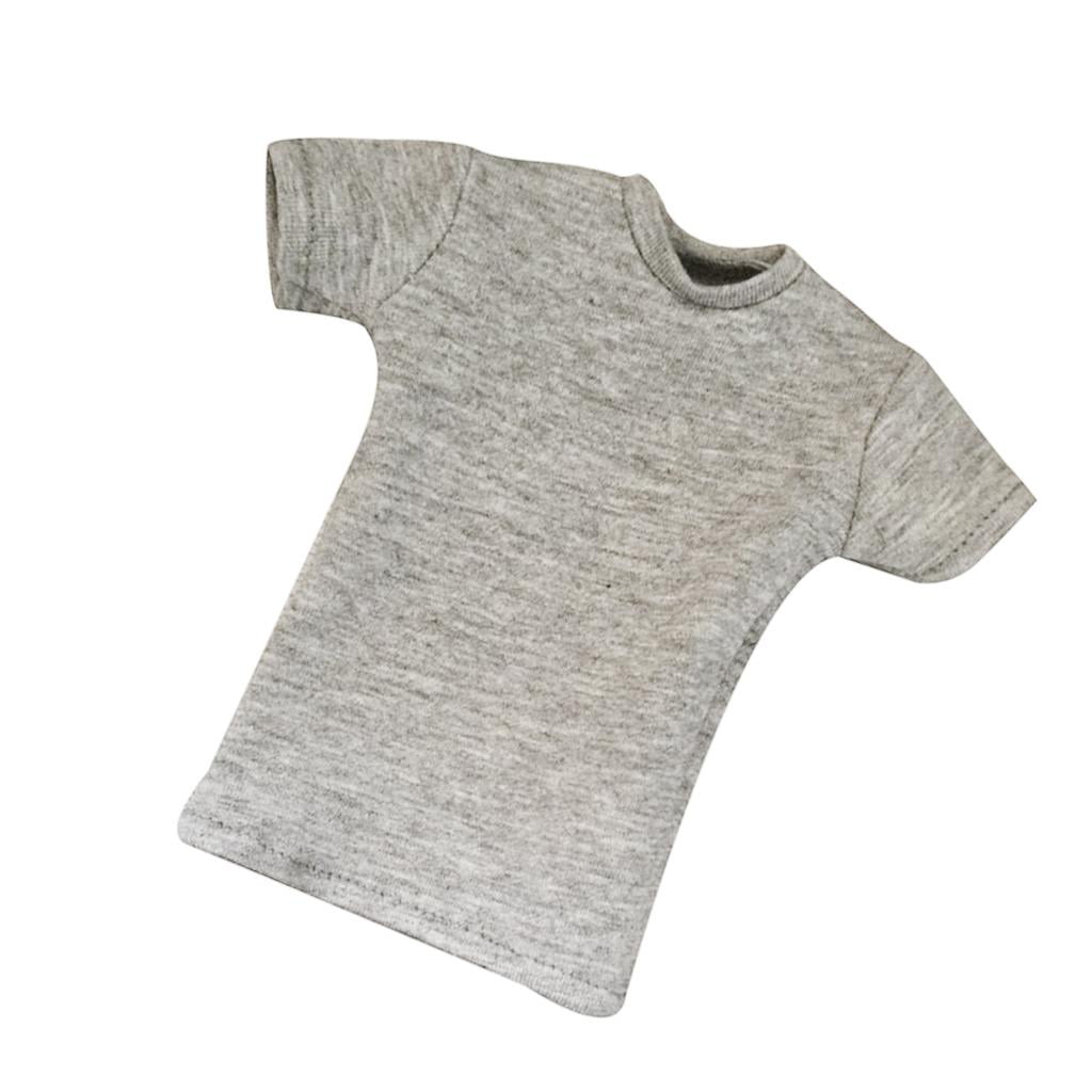 Grey Short Sleeved T-shirt 1/6 Scale 12'' Male Figure Clothes Accessories 
