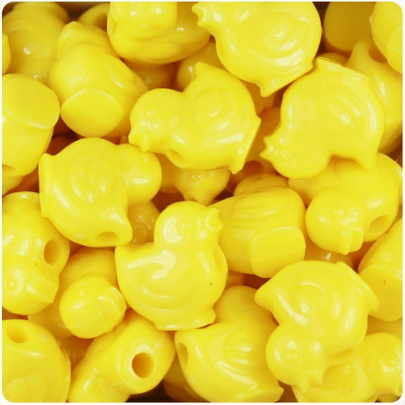 BeadTin Yellow Opaque 20mm Chick Pony Beads (24pcs)