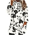 thumbnail image 2 of Womens Tops Long Sleeved Round Neck Warm Pocket Printing Thick Pullover Top,Tops for Women Khaki S, 2 of 6