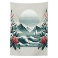 thumbnail image 2 of Ambesonne Nautical Tablecloth Rectangular Table Cover, Wild Roses and Sailboat, 60"x90", Coral and Slate Blue, 2 of 3