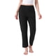 thumbnail image 1 of Pantalones de pijama de algodón a cuadros para mujer, con cintura elástica y bolsillo, pantalones de lounge largos M negro, 1 of 6