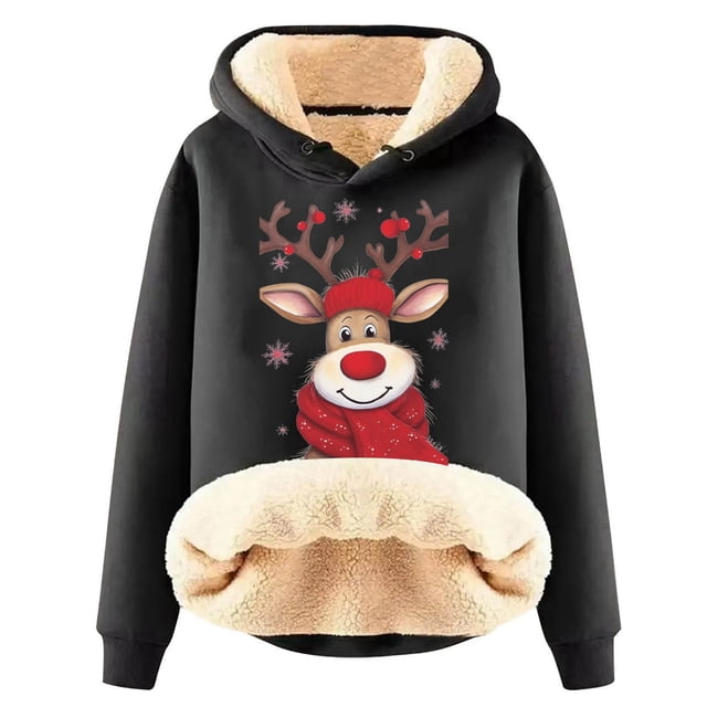 Chandail à Capuchon à Imprimé de Noël pour Dames Chandail à Capuchon pour Femmes à Fermeture Éclair Chandails à Capuchon Surdimensionnés pour Femmes pour Femmes - Chandail à Capuchon Stylé Chandail à Capuchon pour Femmes Robe Chandail pour Femmes et Chandail Confortable pour Chandail à Capuchon
