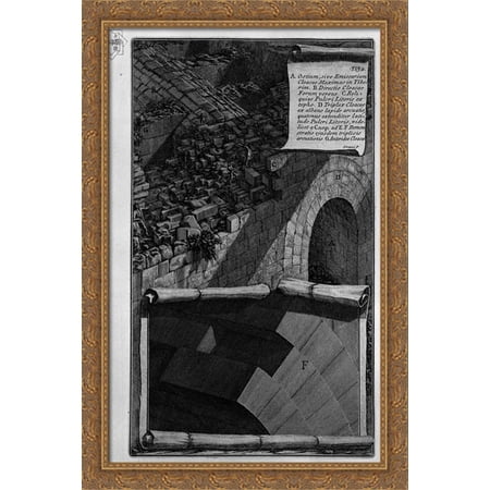 The mouth of the Cloaca Maxima 28x40 Large Gold Ornate Wood Framed Canvas Art by Giovanni Battista Piranesi