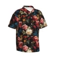 thumbnail image 2 of Uemuo Rose Flowers Printed Regular Fit Short Sleeve Casual Hawaiian Shirt for Men,Aloha shirt,Tropical shirt,Floral print shirt,Vacation Beach shirt-Small, 2 of 9