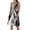 White, variant on Women's Linen Mini Dress with Pockets, Floral Print O-neck Sleeveless T-Shirts Dress, Bohemian Loose Tank Dresses