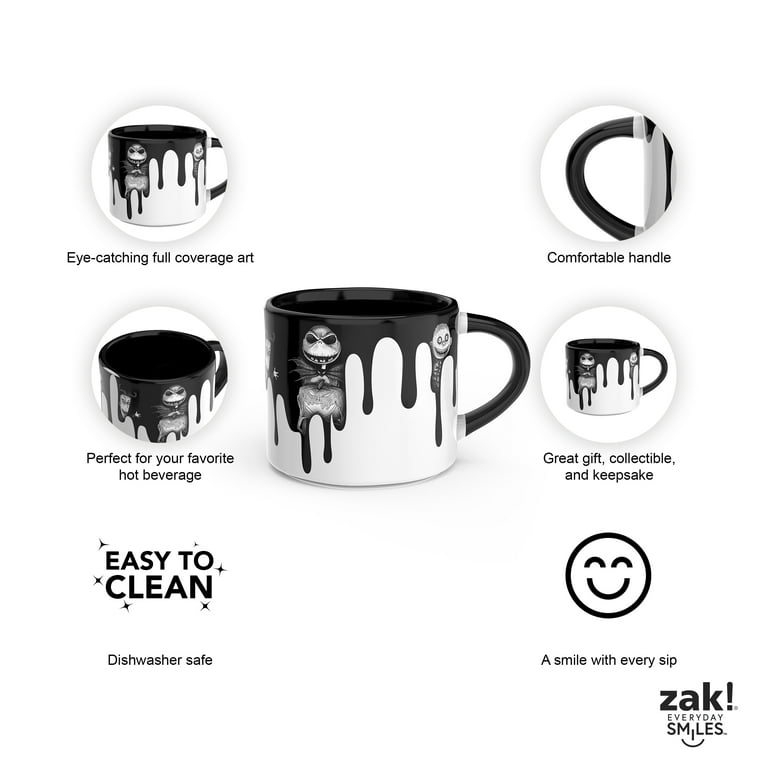 Zak Designs 2 Pack Nightmare Before Christmas 15oz Modern Mug and Java Twist Travel Mug with Lid, Ceramic, Gift, Size: 6.69 inch x 5.12 inch x 7.8