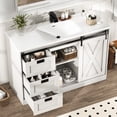 thumbnail image 2 of ANPOO 47" Farmhouse Bathroom Vanity with Sink Combo, Bathroom Storage Cabinet with Sliding Barn Door and 6 Drawers, White, 2 of 9