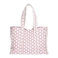 thumbnail image 3 of Large Quilted Tote Bag for Women, Aesthetic Floral & Gingham Shoulder Handbag with Ruffles, Soft Fabric Puffer Carryall for Work Travel & Daily Use, 3 of 6