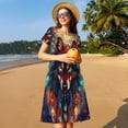 thumbnail image 4 of Disketp Mystic Wolf Dreamcatcher para Vestido de Manga Corta para Mujeres, Vestidos de Verano para Mujeres, Casual y Holgado para la Playa, 4 of 6