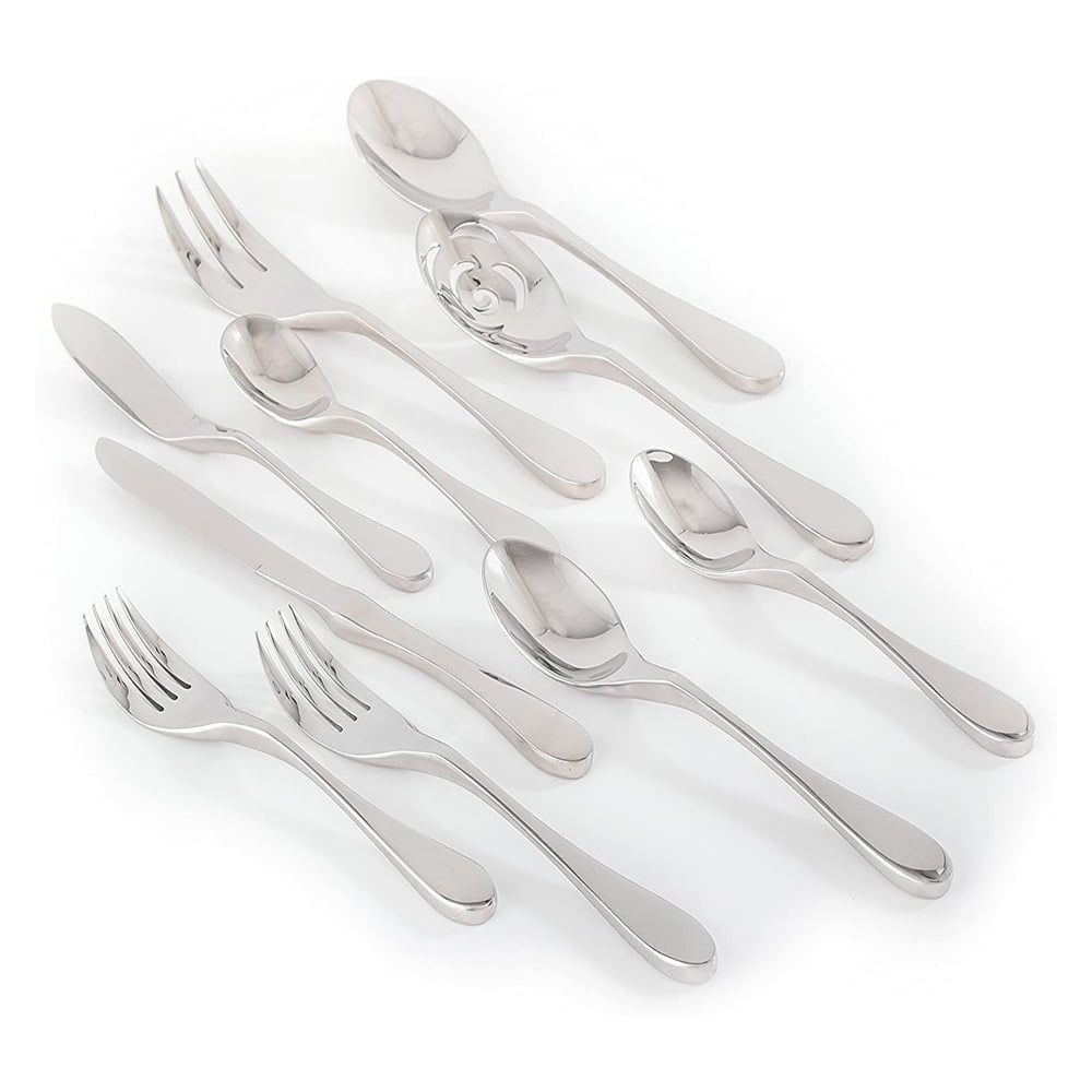 Knork Original 45 Piece Service for 8 Utensil Flatware Set, Silver