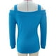 thumbnail image 1 of Camiseta de Hombro frío para Mujeres, color Puro casual hueco de escote fuele del hombro frío mangas largas para la Vida Diaria, 1 of 3