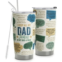 Best Dad Ever Gifts - Dad Jokes Fathers Day Gift From Daughter Son - Stainless Steel Tumbler with Lid and Straws 20oz