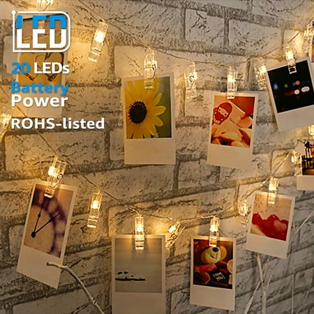 Led Battery Operated Timer String Lights Warm White TORCHSTAR 7.22 ft 20 LEDs Photo Clip String Lights, Fairy String Lights with Clips for Hanging Pictures, Cards, Artwork, Warm White, Battery Operated ()
