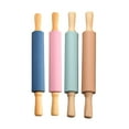 thumbnail image 1 of Binwennn Embossed Rolling for Cookies Dog 1pc Random Color 17inch Rolling Pin With Wooden Handles Silicone Rolling Pin Non Stick Baking Accessories Baking Roll Stable & Durable For Baking Pie Crust, 1 of 7