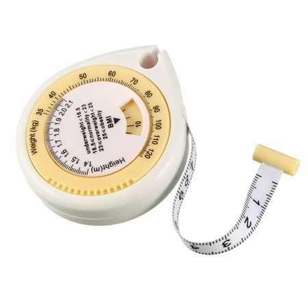 BMI Calculator 1.5M 6 Inch Double Scale Body Tape Measure White and