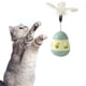 thumbnail image 2 of Juguete dispensador de golosinas para gatos con plumas, interactivo, evita que se vuelque, comedero lento para gatos, bola rompecabezas, amarillo y verde, 2 of 12