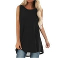 thumbnail image 2 of Homenesgenics Tank Tops for Women Plus Size Women Tank Summer Solid Color Round-Neck Sleeveless Casual Tunic Blouse Black XXL, 2 of 6
