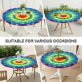 thumbnail image 7 of Rainbow Tie Dye Mandala Flower Pattern Round Fitted Tablecloth with Elastic Edge,Dining Table Cover Waterproof,Outdoor Round Tablecloth for Camping,Dining,Indoor and Outdoor, 7 of 7