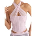 thumbnail image 6 of Womens Summer Criss Cross Halter Neck Corset Tops Mesh Bandage Backless Sleeveless Club Crop Top Streetwear, 6 of 10