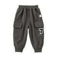 thumbnail image 2 of KYAIGUO Kids Toddler Spring Fall Sweatpants Active Pants for Boys,Baby Fleece Jogger Pants Cute Casual double layered plush Elastic Waist Spring Fall Trousers for 1-7Years, 2 of 9