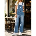 thumbnail image 2 of Adjustable Strap Sleeveless Women Loose Denim Overall Wide Leg Jumpsuit, 2 of 5