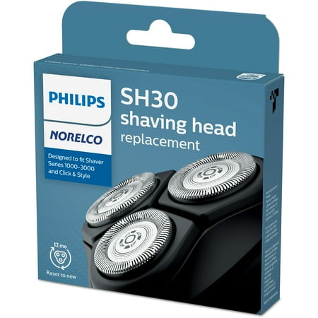 Philips Norelco Shaving Heads for Shaver Series 3000, 2000, 1000 and Click & Style, SH30/52 - Silver