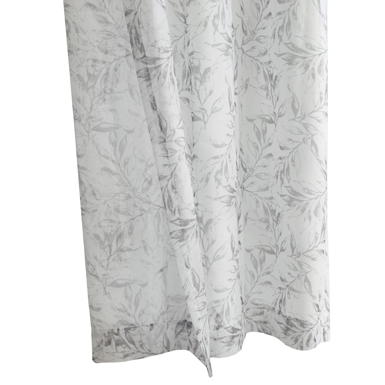 Jolie, panneau de rideau à oeillets diaphane avec imprimé botanique 52" x 95", gris