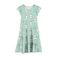 thumbnail image 4 of Avrntaa Easter Dresses for Girls Cute Rabbit Print Dress Ruffle Short Sleeve A-Line Casual Sundress for 4-13Y, 4 of 5