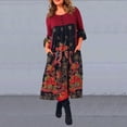 thumbnail image 1 of CHUANK Robe Jupe Femme Jeune Adulte Mode Positionnement Imprimée Manches Longues Longue avec Poches, 1 of 5