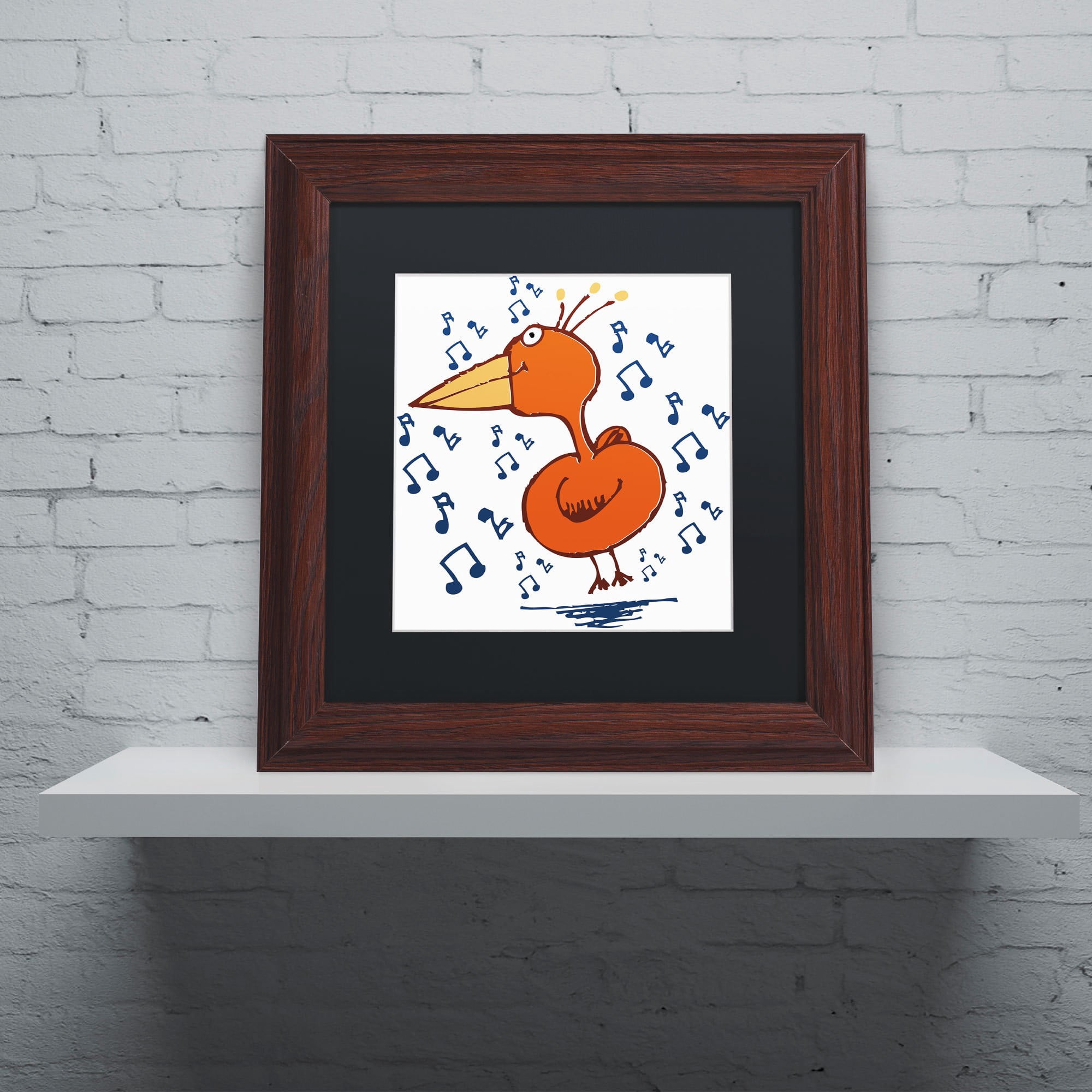Carla Martell 'Music Bird' Black Matted Framed Art