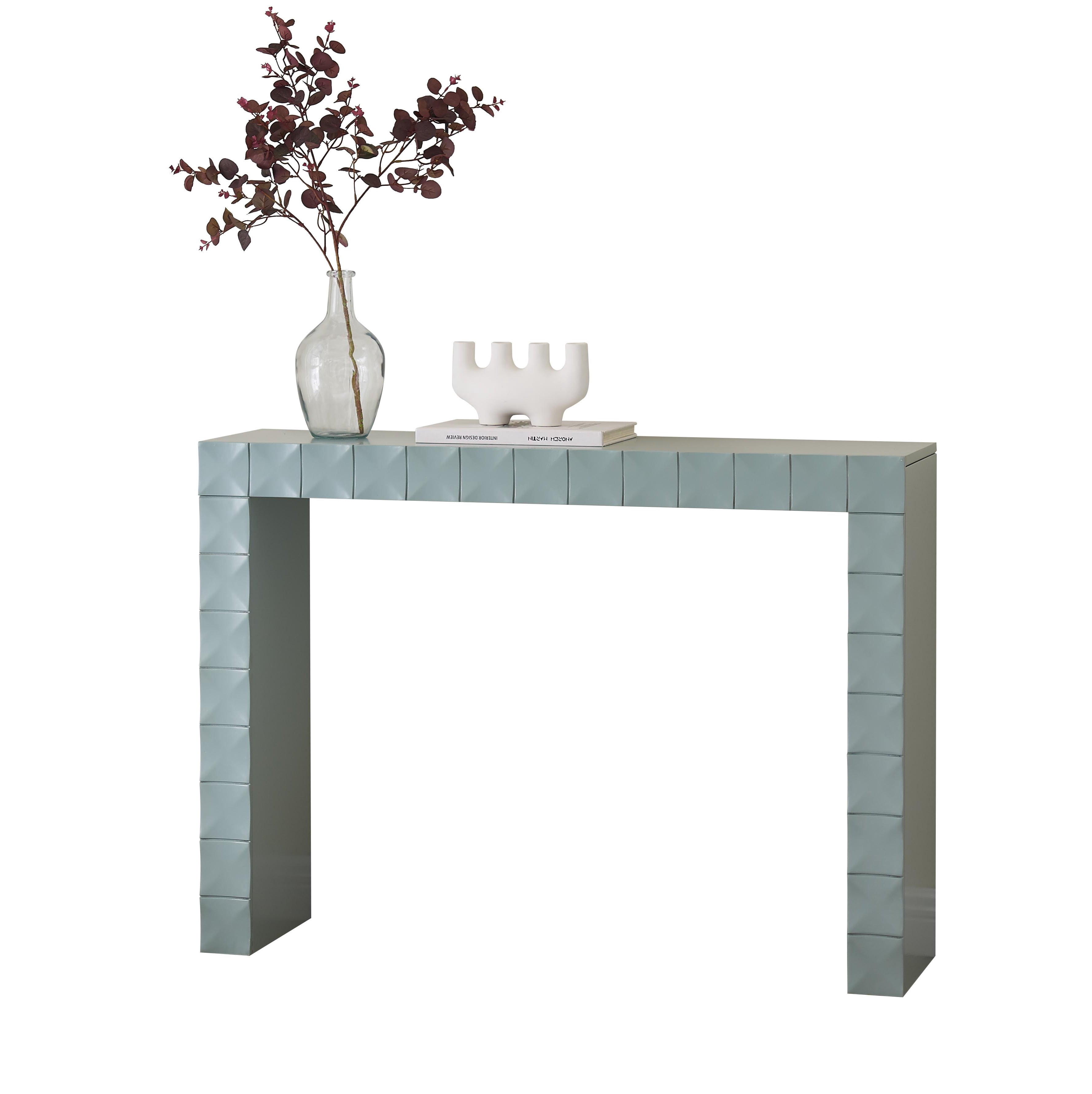 Kings Brand Furniture Turlock Wooden Console Table - Contemporary Thin Sofa Table, Side Table, Entryway Table, Display Table Perfect for Hallway, Living Room, Foyer (Blue)