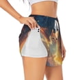 thumbnail image 3 of Lsque Starry Sky Constellation Cat Printed Women's Running Shorts with Liner Pockets,Elastic Quick Dry Workout Athletic Gym Yoga Shorts,Womens High Waist Shorts-Large, 3 of 9