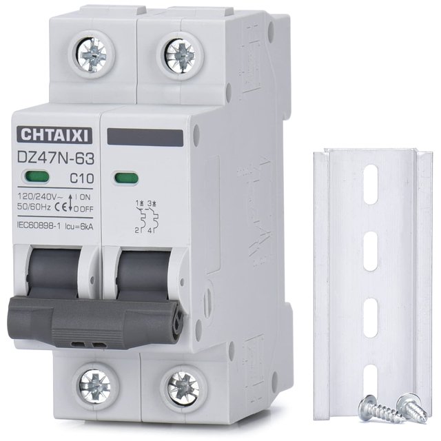 Disyuntor miniatura CHTAIXI DZ47N-63 10A 120V/240V 2P