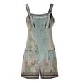 thumbnail image 5 of Women's Cotton Linen Short Overalls Summer Romper Shorts with Pockets,Linen Jumpsuits for Women Adjustable Tie Knot Strap Rompers Overall, 5 of 5
