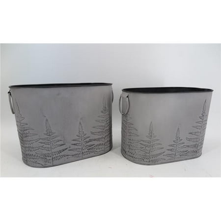 

Mr. MJs Trading AI-GG9468 Gray with Fern Patterns Handled Buckets Set of 2