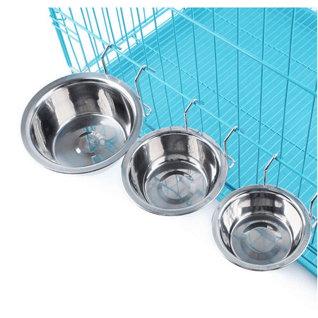 - HURRISE Stainless Steel Hanging Pet Cage Bowl Diner Pet Bird Cat Dog Food Water Bowl Hanger