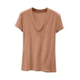 thumbnail image 3 of Fengqque Womens Modal T Shirts Short Sleeve V Neck Loose Breathable Plus Size Summer Tops Khaki XXL(XXL), 3 of 5