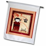 3dRose Happy New Year in Japanese, Lady in Kimono - Garden Flag, 12 by 18-inch