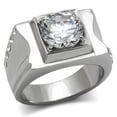 thumbnail image 1 of Alamode TK311-10 Men High Polished Stainless Steel Ring with AAA Grade CZ in Clear - Size 10, 1 of 1