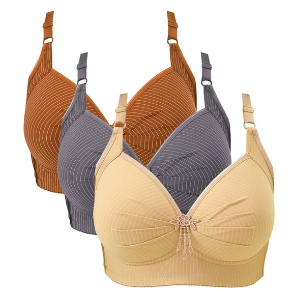 REORIAFEE Wireless Bras for Women Pack of 3 Plus Size Adjustable Straps No Underwire Push up Bralette Comfortable Padded Bras XS-4XL