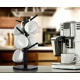 thumbnail image 3 of RUseeN Wooden Mug Holder Tree, Coffee Cup Holder, Thicker Base Coffee Cup Holder Stand for Counter, Countertop Organizer, Mug Rack with 6 Hooks, Black, 3 of 7