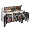 thumbnail image 2 of VEVOR 72" W Commercial Refrigerator, 18.7 Cubic Feet Sandwich Prep Refrigerator Table, Ultra Top Food Prep Refrigerator with 30 Pans & Cutting Boards, 2 of 9