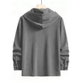 thumbnail image 4 of RYDCOT Men's Corduroy Shirt Jacket Quilted Lined Hoodies Winter Warm Cotton Coat Casual Button Down Jackets Gray, 4 of 9