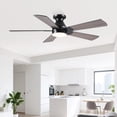 thumbnail image 4 of PHORUS 52in Ceiling Fan with Lights Flush Mount Modern Fan Light with Remote Dimmable LED 5 Blade Brown for Bedroom Living Room, 4 of 7