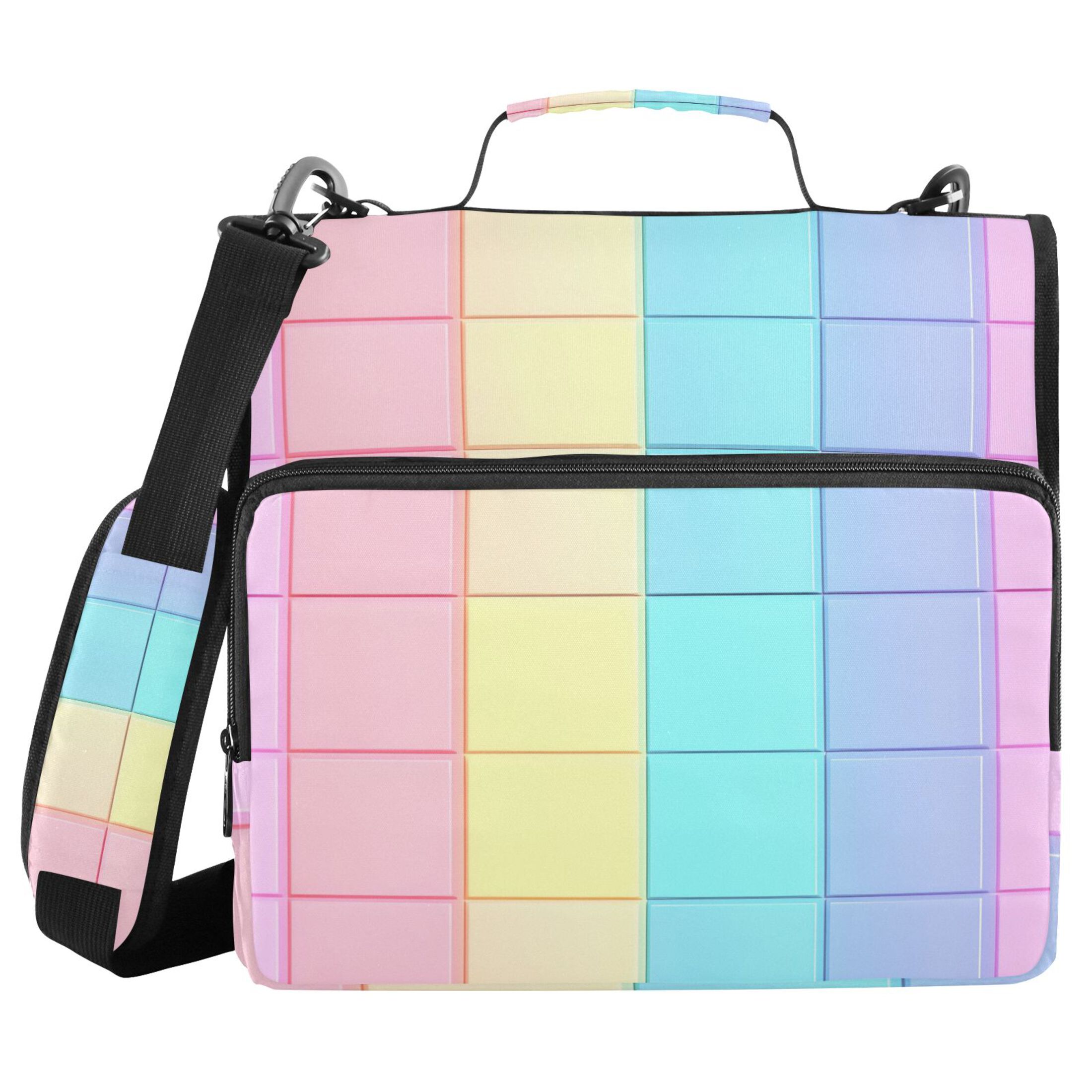 ALAZA Zipper Binder Checkered Plaid-a6 3 Ring Trapper Keeper File Folder Organizer Bag