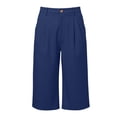 thumbnail image 5 of BUWTTER Mens Capri Pants Flat Front 3/4 Length Trouers Summer Lightweight Breathable Straight Leg Shorts with Pockets Navy XL, 5 of 5