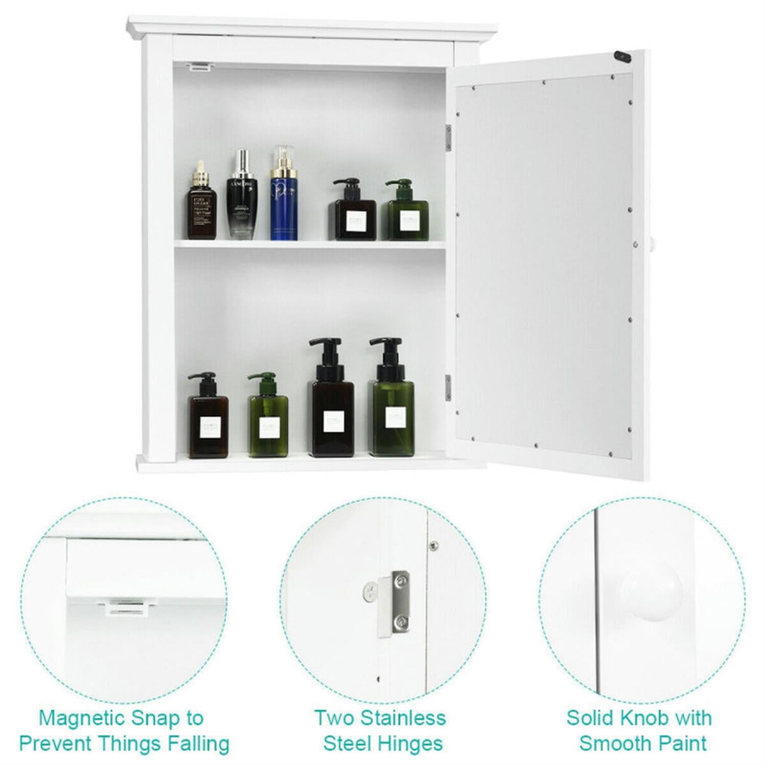 Demi Bonn Bathroom Wall Cabinet, Wall Mounted Bathroom Mirror Cabinet, Bathroom Wall Mounted Storage Mirror Medicine Storage with Adjustable Shelf, White